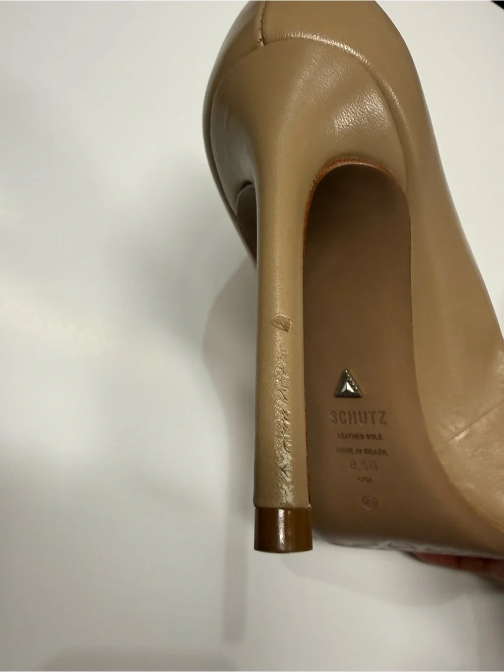 SCHUTZ Nude Pointed Toe Leather Pumps 8.5